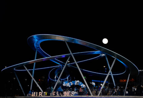 Nov 16, 2024; Colorado Springs, CO, USA; The moon rises over Epicenter before the match between the Colorado Springs Switchbacks FC and Las Vegas Lights FC at Weidner Field. Credit: Isaiah J. Downing/Switchbacks FC