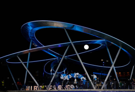 Nov 16, 2024; Colorado Springs, CO, USA; The moon rises over Epicenter before the match between the Colorado Springs Switchbacks FC and Las Vegas Lights FC at Weidner Field. Credit: Isaiah J. Downing/Switchbacks FC