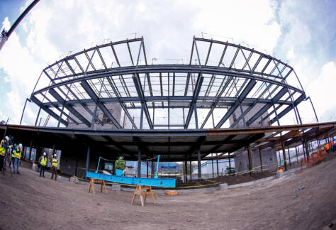May 15, 2020; Colorado Springs, CO, USA; Topping off ceremony for the Downtown Stadium. Credit: Isaiah J. Downing/Switchbacks FC